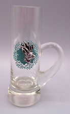 NOS Vintage Metal Deer Elk Glass Double Shot Glass / Demitasse Cup w/ Handle picture