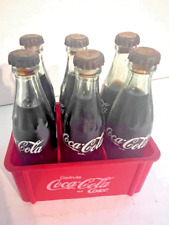Vintage Miniature Coca Cola 6 Pack Glass Bottles and Plastic Holder picture