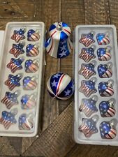 Patriotic Glass Ornaments- 2 Inge-Glas Christmas Heirlooms and 24 mini ornaments picture