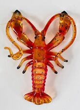 VTG ORANGE&RED LOBSTER ACRYLIC PLASTIC HANGING ORNAMENT W STRING &HOOK picture