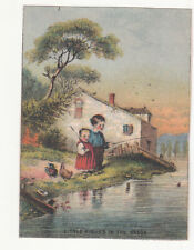 Reynolds Brothers Shoes G W Davis What Cheer Iowa Fishing Brook Vict Card c1880s picture