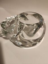 Vtg Indiana Sleeping Kitten Cat Votive Candle Holder Clear Glass picture