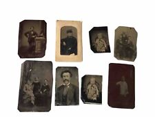 Antique LOT OF 8 Men & Women Tintype Pictures picture