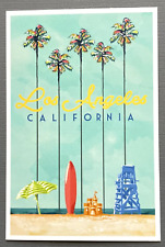Los Angeles, California - Tall Palms Beach Scene - Lantern Press Postcard picture
