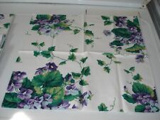 Vintage Cloth Table Napkins Violet Floral Print 20” x 20” Lot of 10. picture