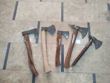 5 BEAUTIFUL CUSTOM HANDMADE DAMASCUS STEEL HUNTING AXES WITH LEATHER SHEATH picture