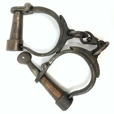 Folsom Prison California Handcuffs Cast Iron With Brass Tag & Antique Finish picture