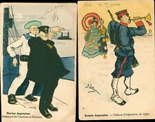 265 CHINA RUSSIAN JAPANESE WAR CARICATURES D'OSTOYA 2 CPA MARINE picture