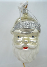 New WATERFORD HEIRLOOMS White Glass Christmas Ornament SANTA HO HO HO Tags & Box picture