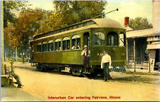 Fairview Illinois Railway Postcard Trolley Interurban Tram RPPC Reprint picture