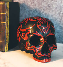 Ebros Black and Red Gothic Tribal Warrior Blood Maori Tattoo Skull Figurine 7