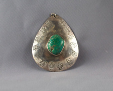 Old Pawn Navajo Sterling Silver And Turquoise Pendant  Thunderbirds picture
