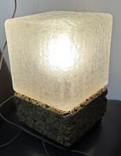 Vintage Mid-Century Modern Cork Crackled Glass Ice Cube Table Lamp Rare picture