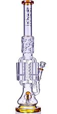 20 Inch TALL Lookah Premium THICK BONG Sprinkler Perc QUAD Honeycomb AMBER *USA* picture