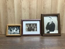 Lot Of  3 Vintage Black White Photos- Family  Navy Soldier Wood Framed picture