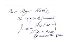 Jean Rostand- Signed Vintage Notecard (French Biologist/Philosopher) picture
