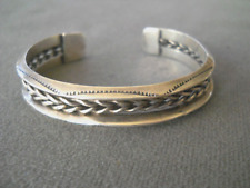 Southwestern Native American Navajo Double Rope Sterling Silver Cuff Bracelet picture