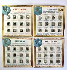 4 VINTAGE 1964 AMERICAN MINERALS STUDENT COLLECTOR SERIES SPECIMENS DISPLAY CARD picture