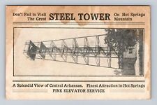 Hot Springs AR- Arkansas, Steel Tower, Antique, Vintage Souvenir Postcard picture