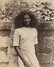 c. 1880's Singhalese Young Man from Ceylon Large Albumen Photograph GAY HANDSOME picture