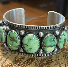 Fabulous 7 Stone Turquoise & Sterling Bracelet Nelvin Burbank  picture