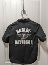 Youth Harley Davidson Shirt Size 12/14. Black Collard Shirt. Youth Dress Shirt.  picture