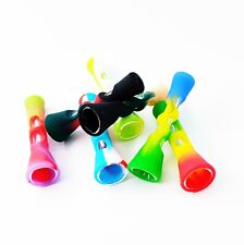 5pcs 3.4'' Mini Silicone Smoking Hand Pipe Glass Bowl Trumpet Shape Pocket Pipe picture