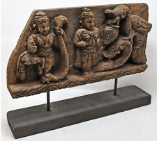 Antique Wooden Very Fine Figurative God Shiva Vishnu Idol Panel Original picture
