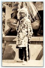 c1920's Native American Indian Man Colorado Springs CO RPPC Photo Postcard picture