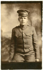 WWI US Army Soldier Vintage Photo Uniform Hat 5 x 7 picture