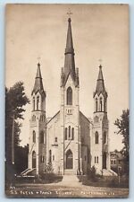 Petersburg Iowa IA Postcard RPPC Photo S S Peter & Paul's Church c1910's Antique picture