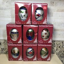 VTG The Victoria Co Christmas Hand Painted Glass Ornaments LOT OF 8 Holiday picture