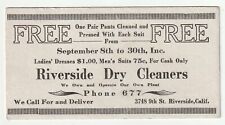 Riverside  California Dry Cleaners Ink Blotter Trade Card 1910 picture