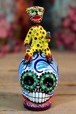Sm Jaguar Skeleton Sugar Skull Day of the Dead Puebla Handmade Mexican Folk Art picture