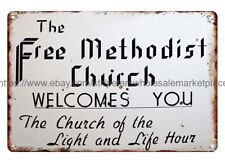 Burlington VT the Free Methodist Church metal tin sign tavern garage s picture