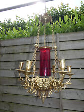 Vintage French brass neo gothic style Sanctuary church candle holder lamp picture