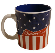 Budweiser Beer 2018 Anheuser Busch 20 oz Coffee Cup Mug Red White Blue Flag picture
