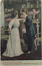 VTG Victorian Kissing Lady's Hand A Soul Kill Hand Tinted 1910 picture