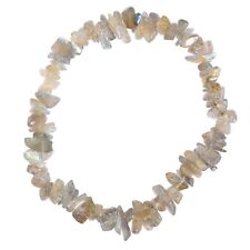 Premium CHARGED Labradorite Crystal Chip Stretchy Bracelet + Selenite Heart picture