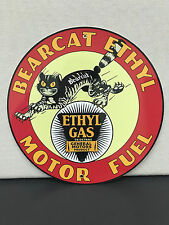 Bearcat ethyl motor fuel gasoline oil garage man cave racing vintage round sign  picture