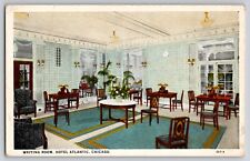 Hotel Atlantic Writing Room Interior Room Prices Chicago IL Postcard 1922 picture