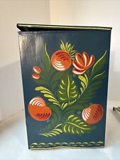 Aged Decorative Painted Tin Toleware Hinged Box Signed Jean Hartshorne picture