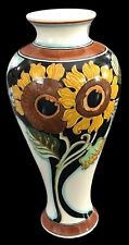 Vintage Art Noveau Delft Poly Schoonhoven Holland Hand Painted Vase~9 1/2”~Flora picture