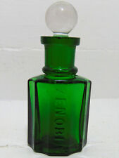 Antique Green Zenobia Perfume Bottle with Glass Stopper c1915 picture