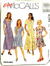 EASY MCCALL PATTERN 8714 SEMI FIT FRONT BUTTON DRESS POCKETS SIZE 12-16  1990'S picture