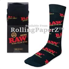 Just Released - ONE PAIR of RAW Rolling Papers BLACK SOCKS Fits: US Size 10-13 picture