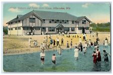 c1910's Bathers And Public Bath House Exterior Milwaukee Wisconsin WI Postcard picture