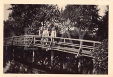 Original Old Photo 2 Couples, Friends Man Women On A Old Bridge 1A1 picture