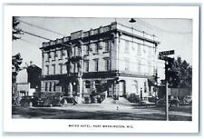 c1920's Mayer Hotel & Restaurant Classic Car Port Washington Wisconsin Postcard picture