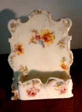 c1890 Victoria Carlsbad Austria Porcelain Card Holder w/Floral Accents picture